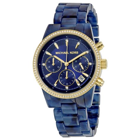 navy blue and gold michael kors watch|Michael Kors blue watch ladies.